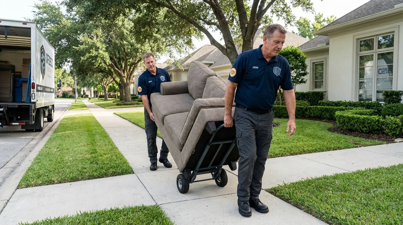 Local residential moving crew loading furniture in Detroit Lakes, MN